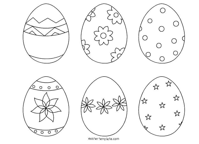 Coloring Painted eggs. Category Patterns for coloring eggs. Tags:  eggs, flowers, stars.