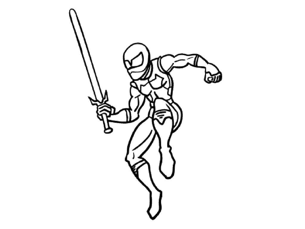 Coloring Ranger with sword. Category The Rangers . Tags:  Ranger, sword.