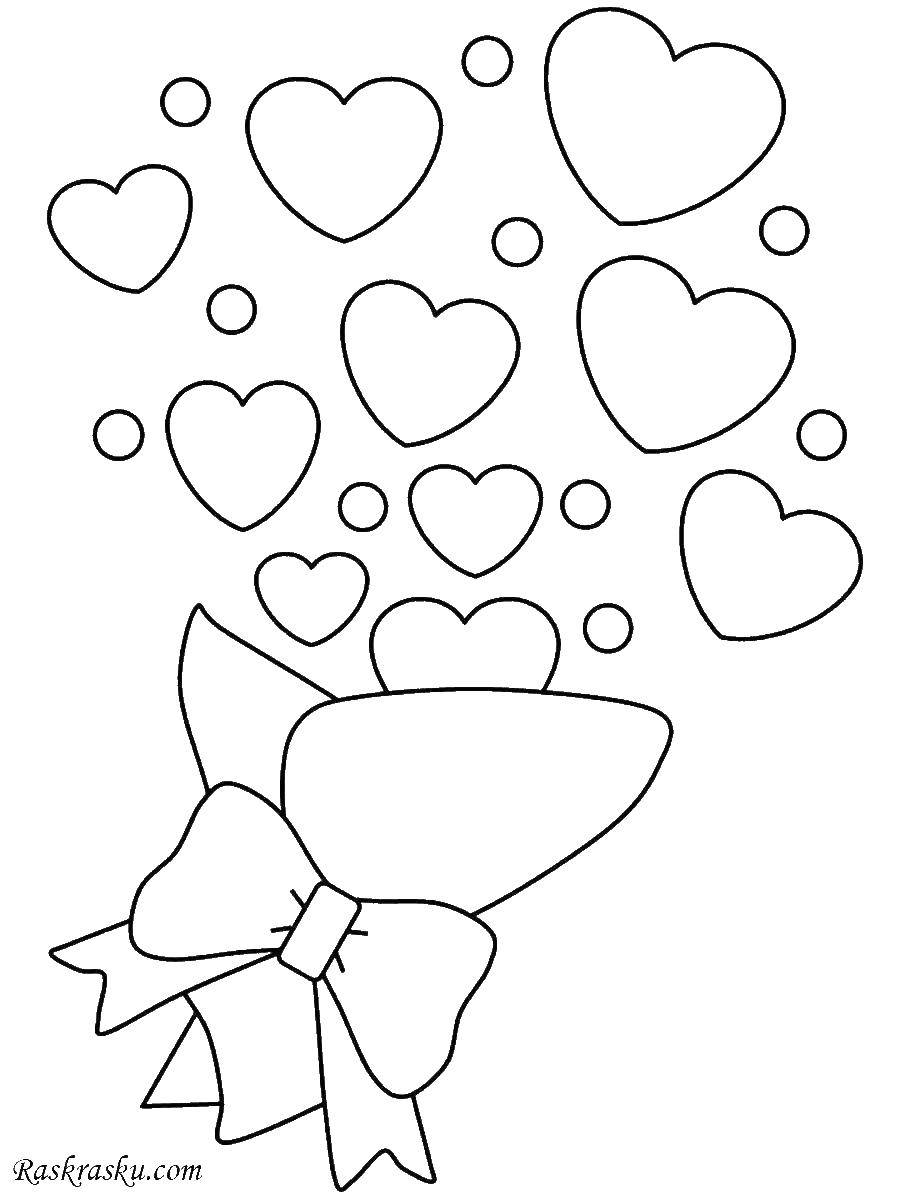 Coloring Hearts. Category Valentines day. Tags:  heart, bag, bow.