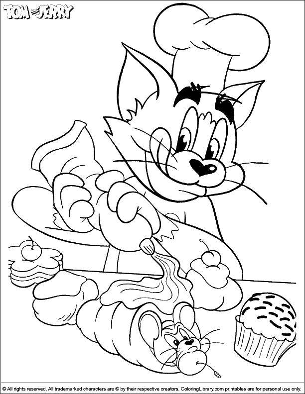 Coloring Tom cooks. Category Tom and Jerry. Tags:  Tom , Jerry, muffins.