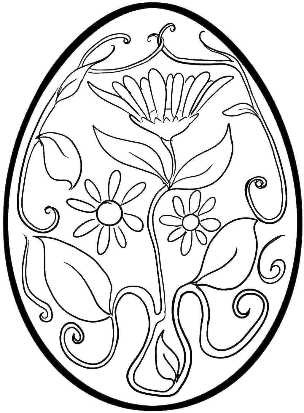 Coloring Egg with flower. Category Patterns for coloring eggs. Tags:  egg patterns, flowers.