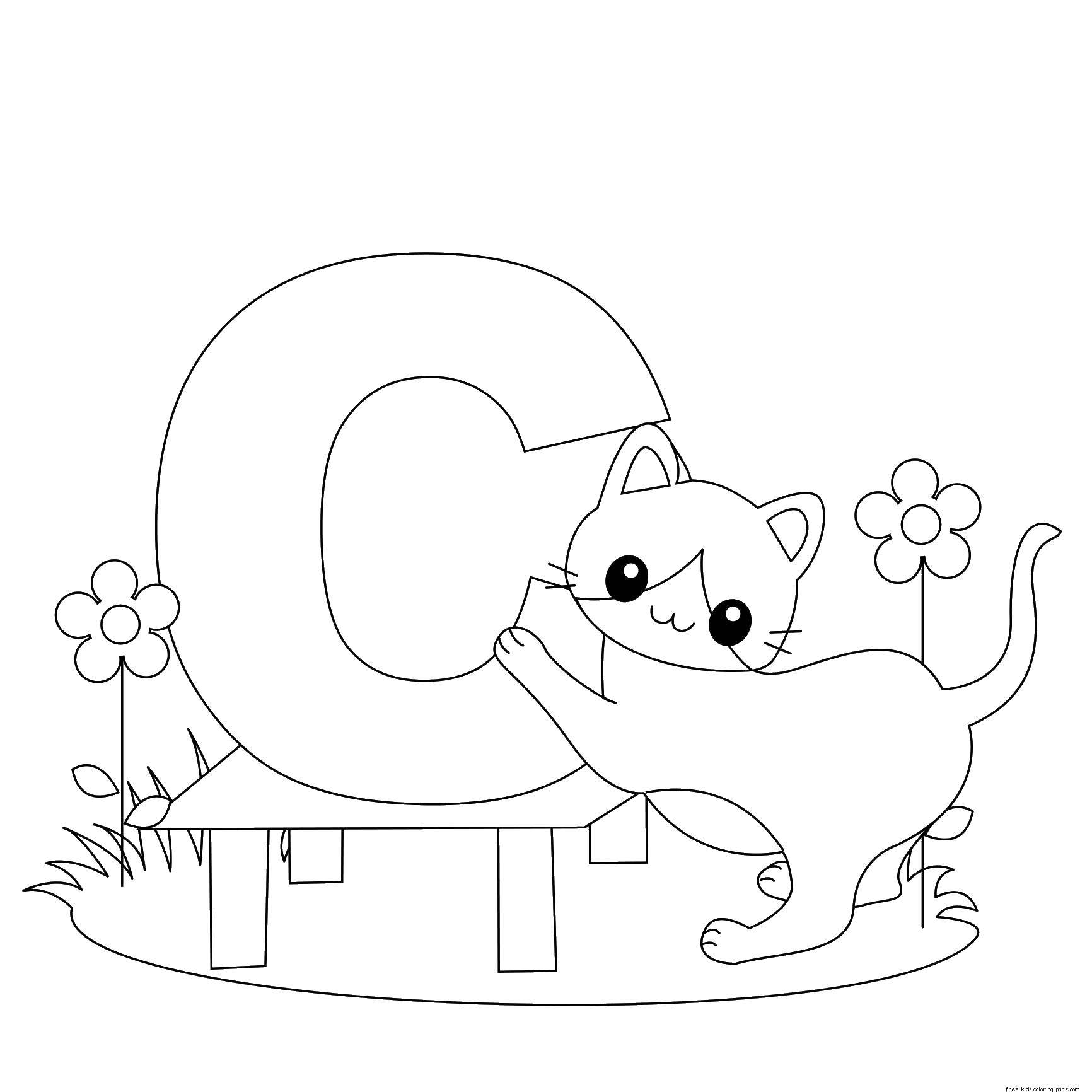 Coloring Letter c. Category English alphabet. Tags:  the letter, kitty.