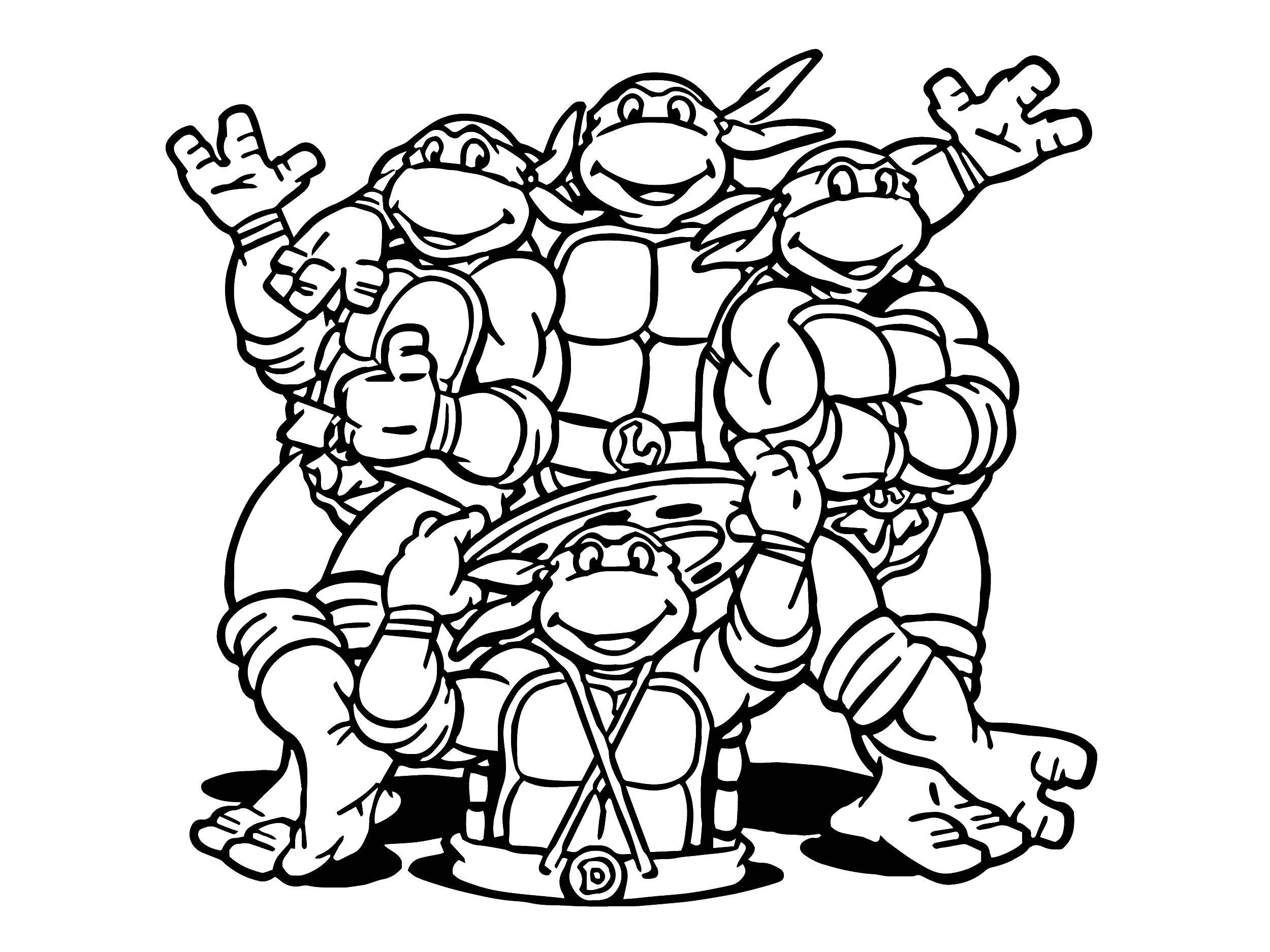 Coloring Teenage mutant ninja turtles and Luke. Category ninja . Tags:  turtles, ninjas, masks.