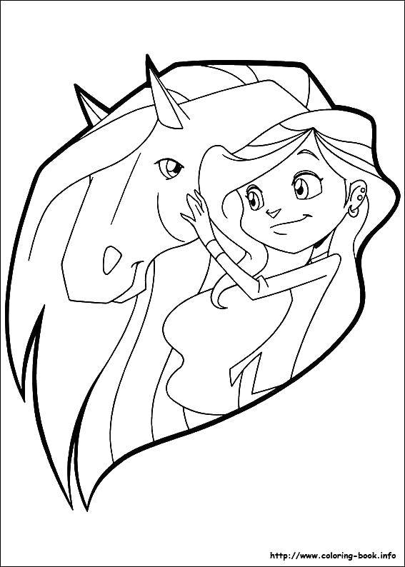 Название: Раскраска Девочка и лошадь. Категория: Для девочек. Теги: лошадь, девочка.