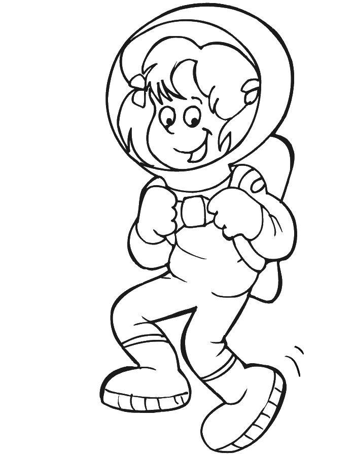 Coloring Girl astronaut. Category space. Tags:  girl, astronaut.