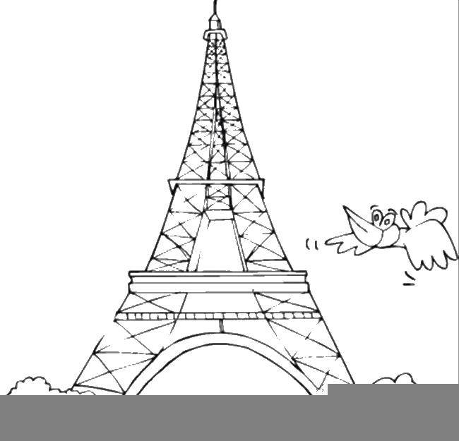 Название: Раскраска Эйфелева башня. Категория: раскраски. Теги: эйфелева башня, Франция.