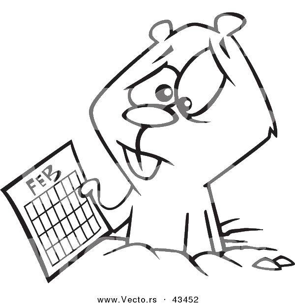 Coloring February and the Groundhog. Category Calendar. Tags:  February, the Groundhog.