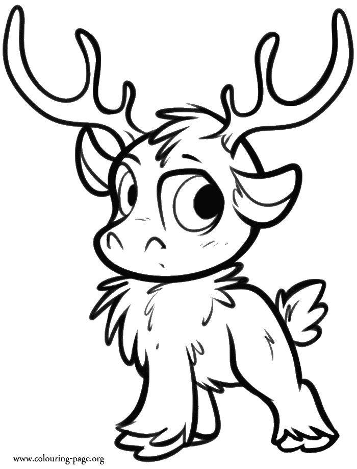 Coloring A frightened deer. Category Coloring pages for kids. Tags:  Animals, deer.