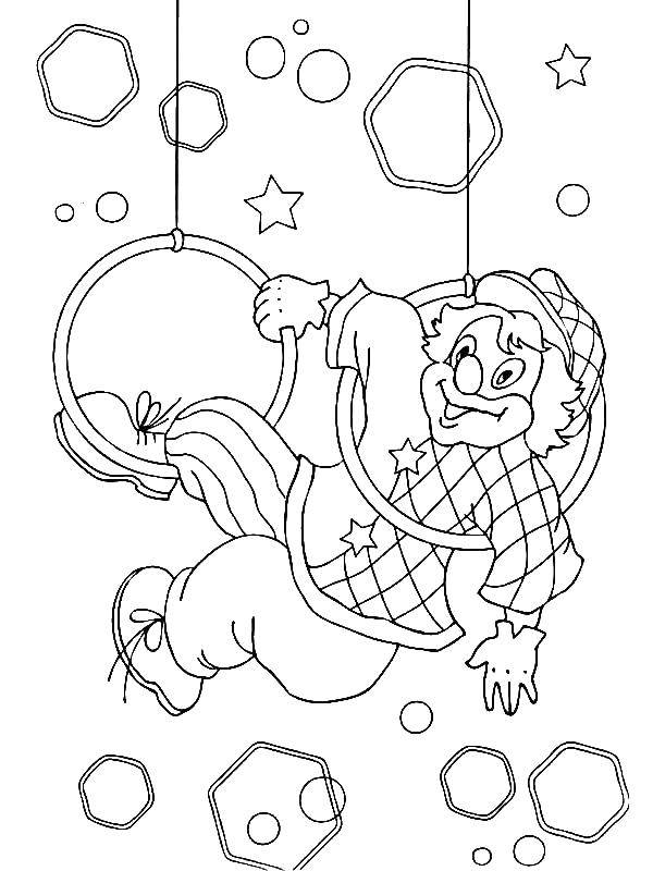 Coloring The clown and ring. Category circus. Tags:  clown, rings, bubbles.