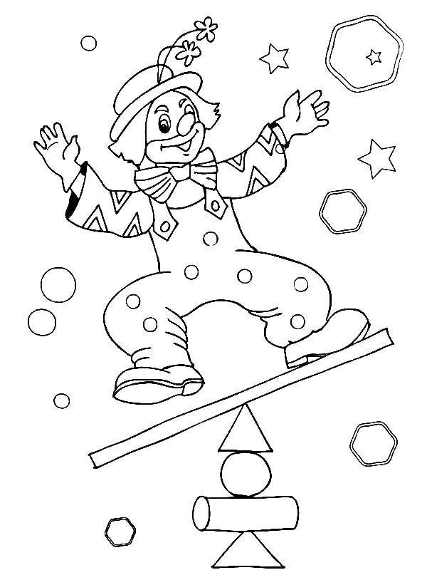 Coloring Clown on a swing. Category circus. Tags:  clown, swings, scales.