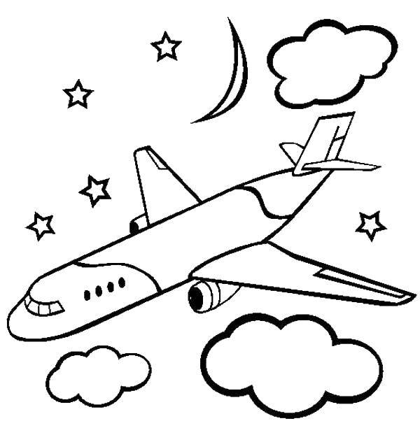 Название: Раскраска Ночной рейс. Категория: самолеты. Теги: Самолёт.
