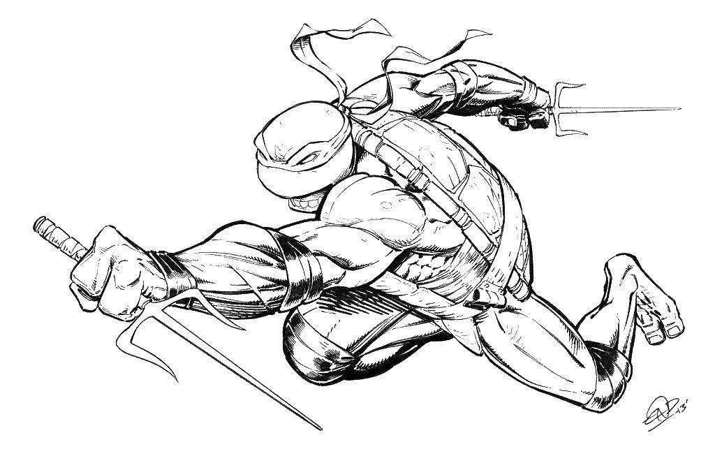 Coloring Rafael with the sword. Category ninja . Tags:  Raphael, ninja, turtle.