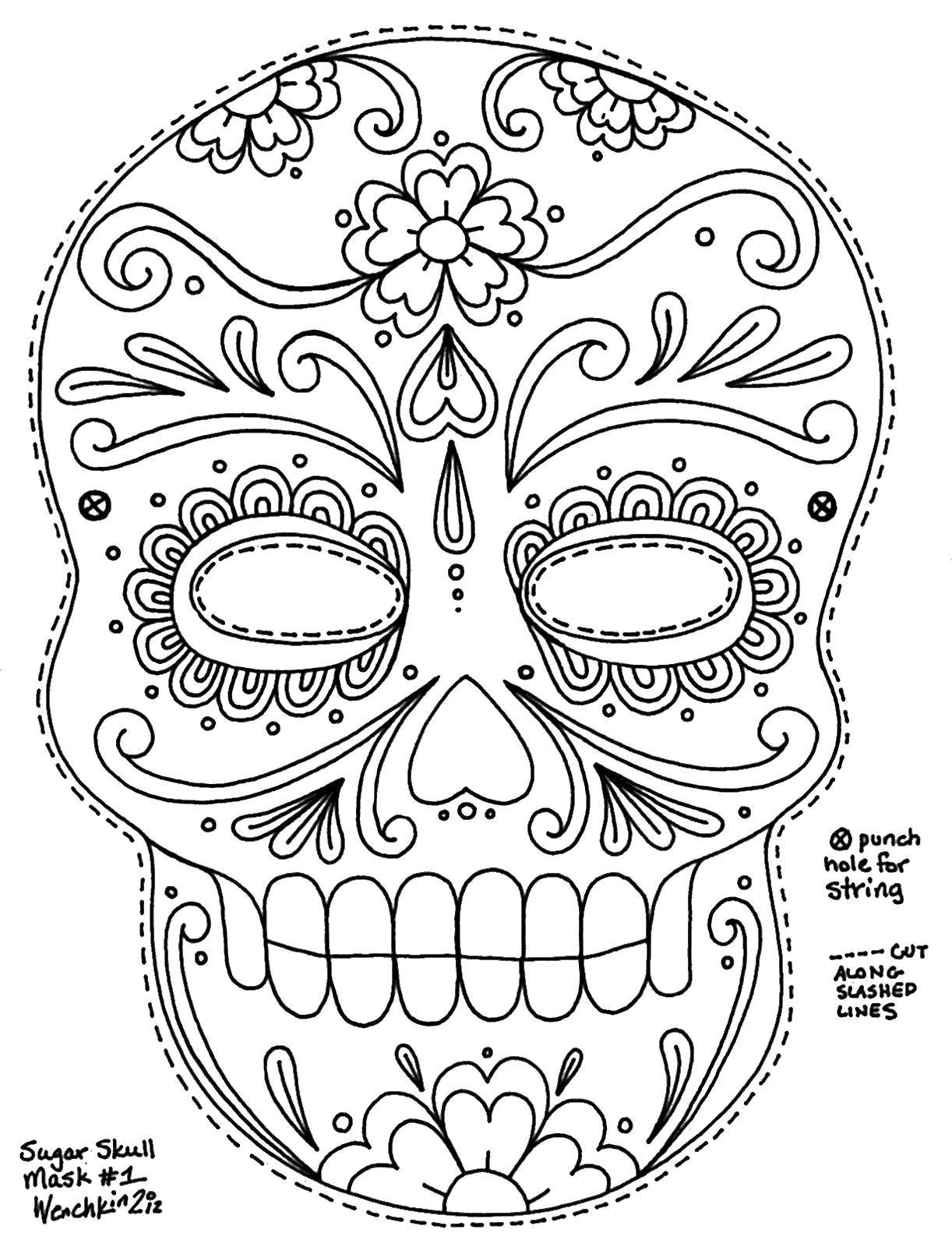 Название: Раскраска Разукрашенный череп. Категория: Череп. Теги: череп, цветы, узоры.