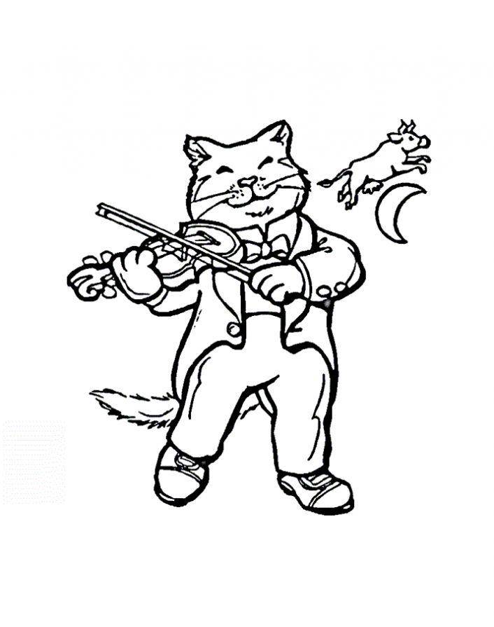 Название: Раскраска Рисунок кот музыкант. Категория: домашние животные. Теги: кошка, кот.