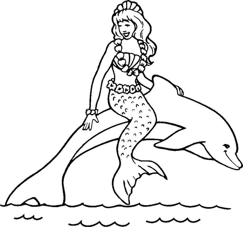 Coloring Mermaid on Dolphin. Category coloring. Tags:  mermaid, Dolphin, tail.