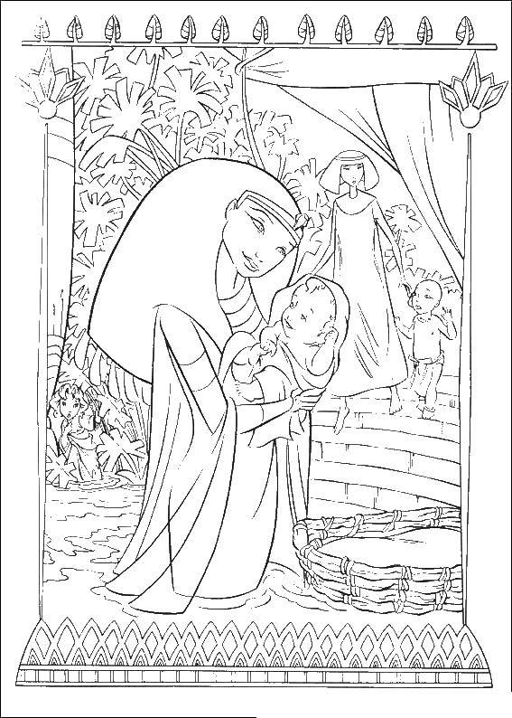 Coloring The Queen of Egypt found the baby. Category Egypt. Tags:  The Queen, Princess.