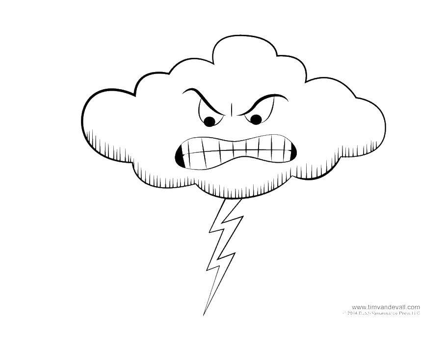 Coloring Cloud, and lightning. Category Weather. Tags:  cloud, lightning.