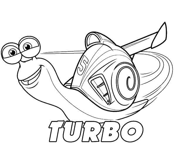 Coloring Snail turbo. Category cartoons. Tags:  snail, race, turbo.