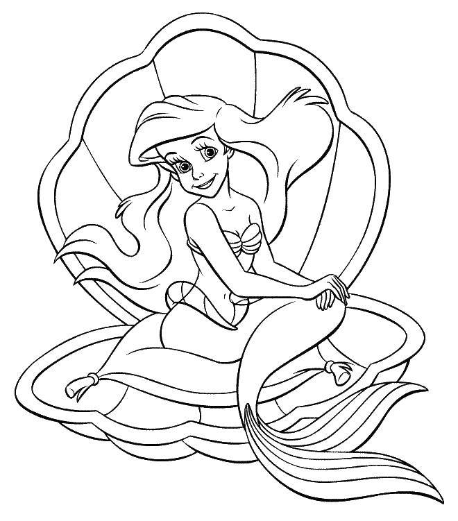 Coloring Ariel in the sink. Category coloring. Tags:  mermaid, shell, tail.
