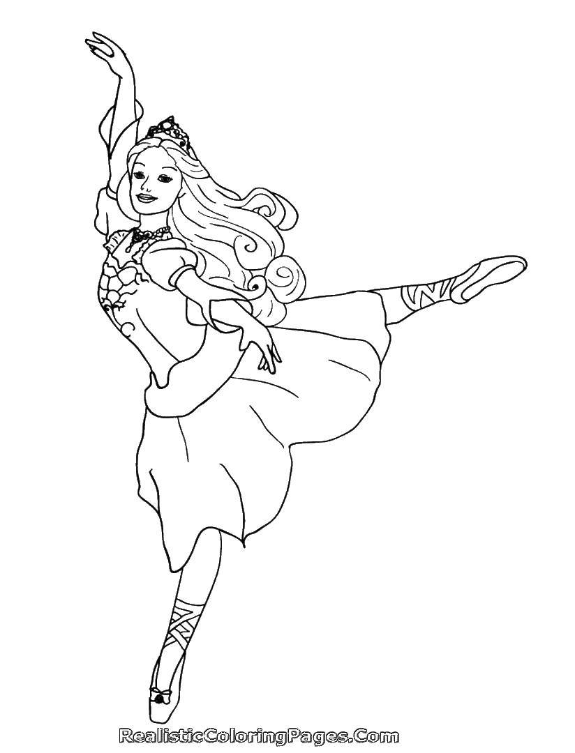 Coloring Ballerina with crown. Category Dance. Tags:  ballerina, crown, shoes.