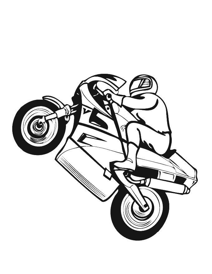 Название: Раскраска Человек на мотоцикле. Категория: раскраски. Теги: мотоцикл, мужчина, шлем.