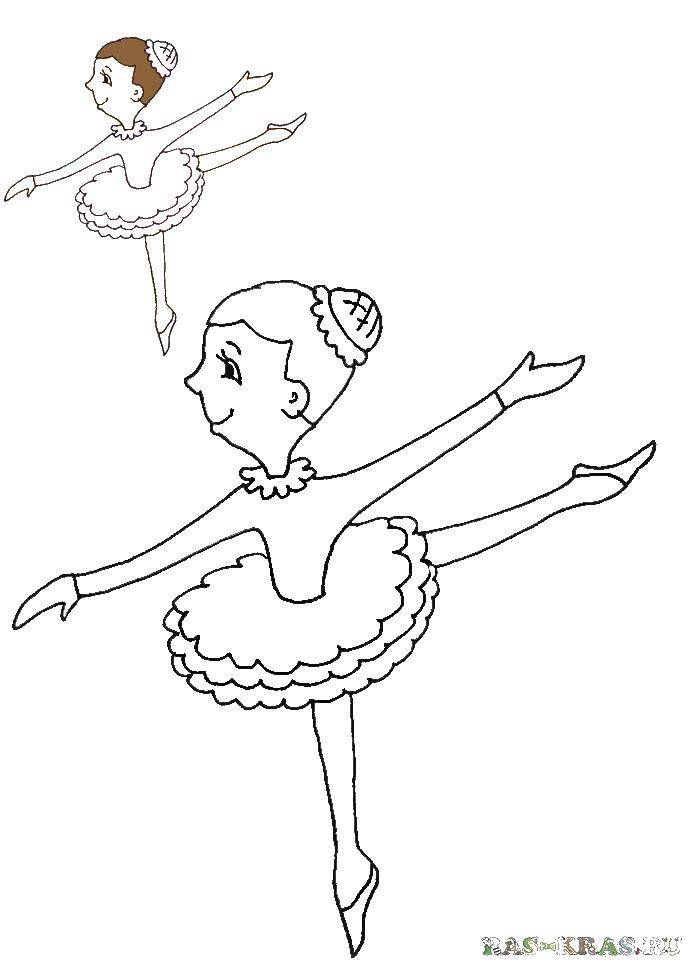 Coloring Two ballerinas. Category ballerina. Tags:  ballerina, tutu, Pointe shoes.