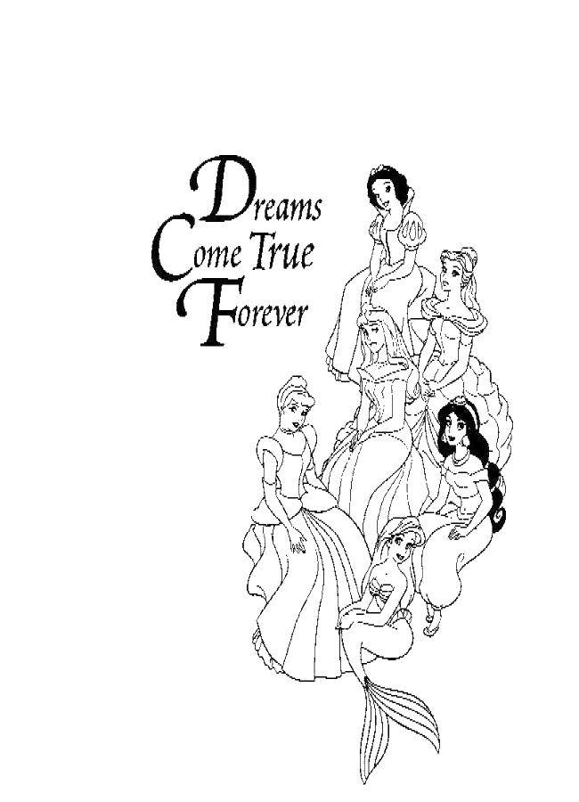 Coloring The heroine of disney cartoons. Category coloring. Tags:  Snow White, Jasmine, Cinderella, Ariel.