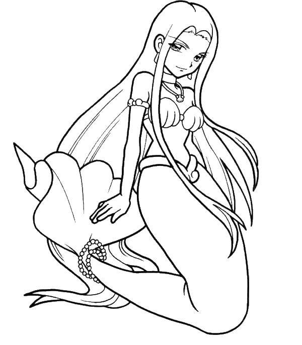 Coloring Sad mermaid. Category coloring. Tags:  mermaid, sadness.