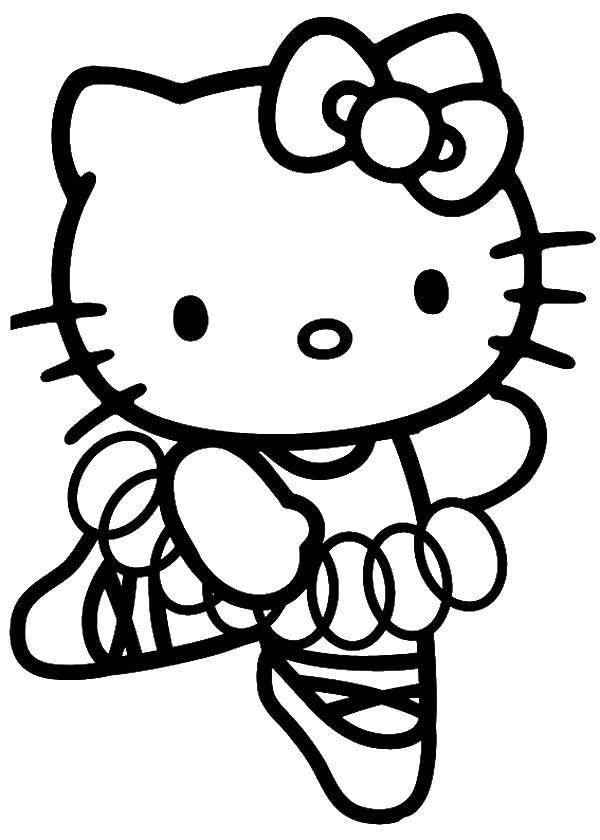 Название: Раскраска Hello kitty балерина. Категория: Hello Kitty. Теги: Hello Kitty, балерина, пачка.