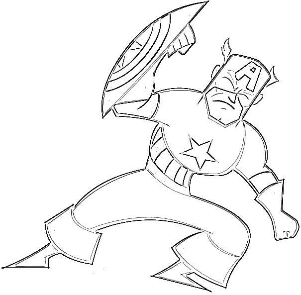 Coloring Captain America and shield. Category superheroes. Tags:  captain, America, shield, star.