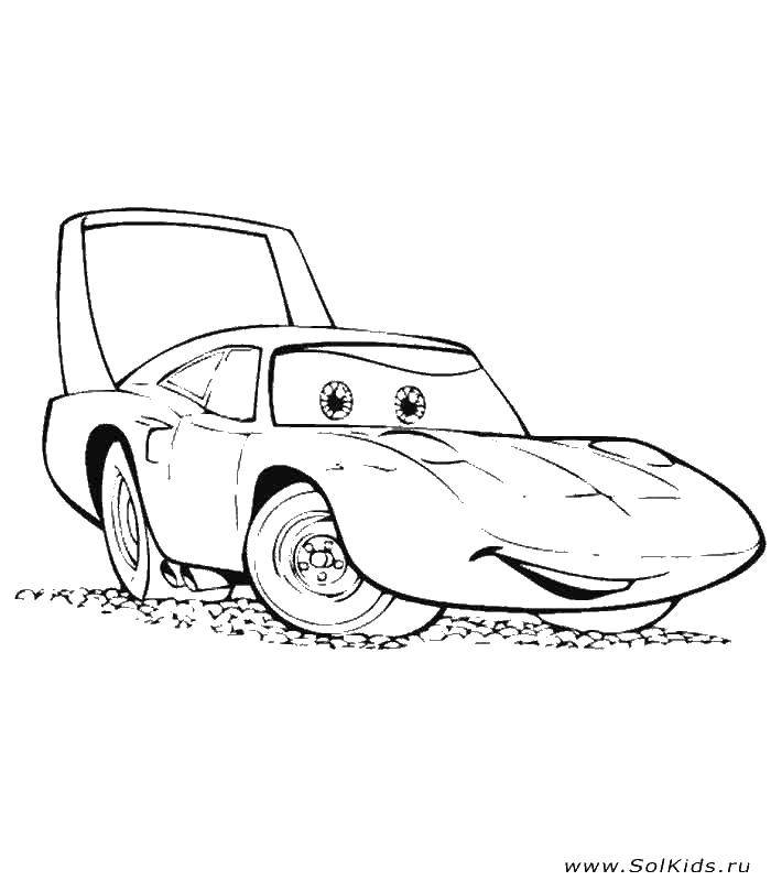 Coloring McQueen on the road. Category wheelbarrows. Tags:  cars, car, lightning McQueen.