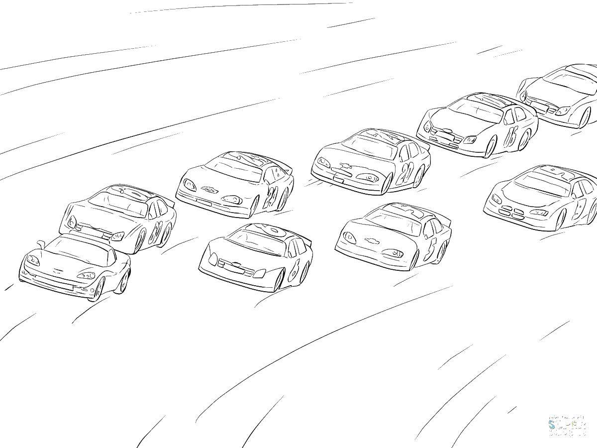 Coloring The car on the racing lane. Category coloring. Tags:  racing, cars.