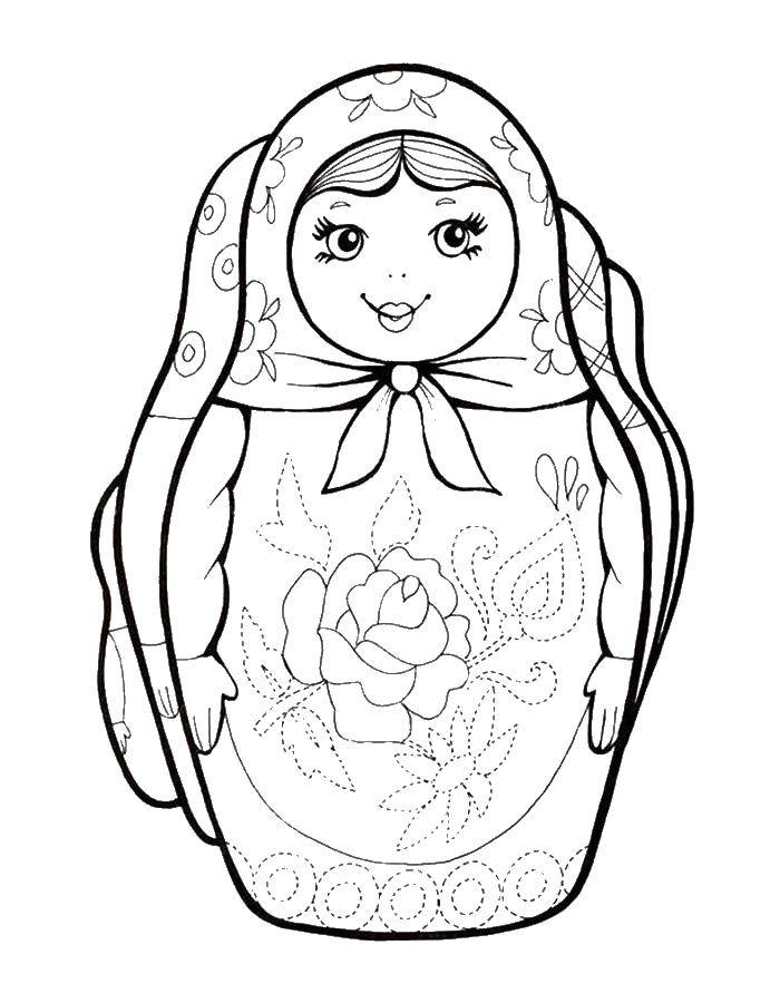 Coloring Dolls. Category coloring. Tags:  matryoshka, a flower, a handkerchief.