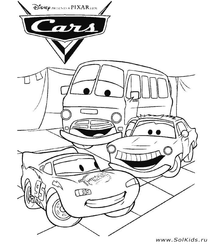 Coloring Lightning McQueen and his friends. Category Wheelbarrows. Tags:  cars, car, lightning McQueen.