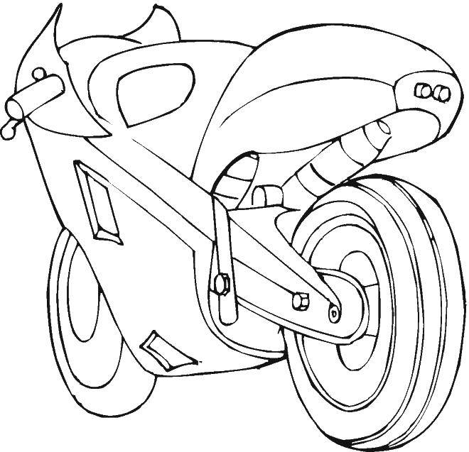 Название: Раскраска Мотоцикл. Категория: машины. Теги: мотоцикл, колеса.