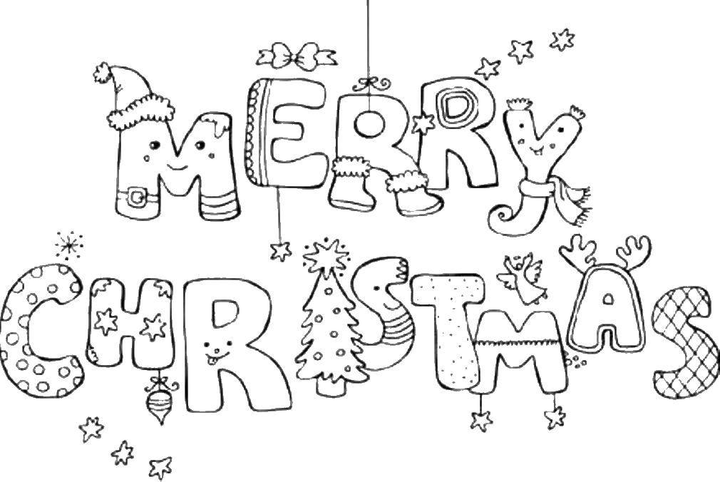 Coloring The inscription merry Christmas!. Category Christmas. Tags:  Christmas, gifts.