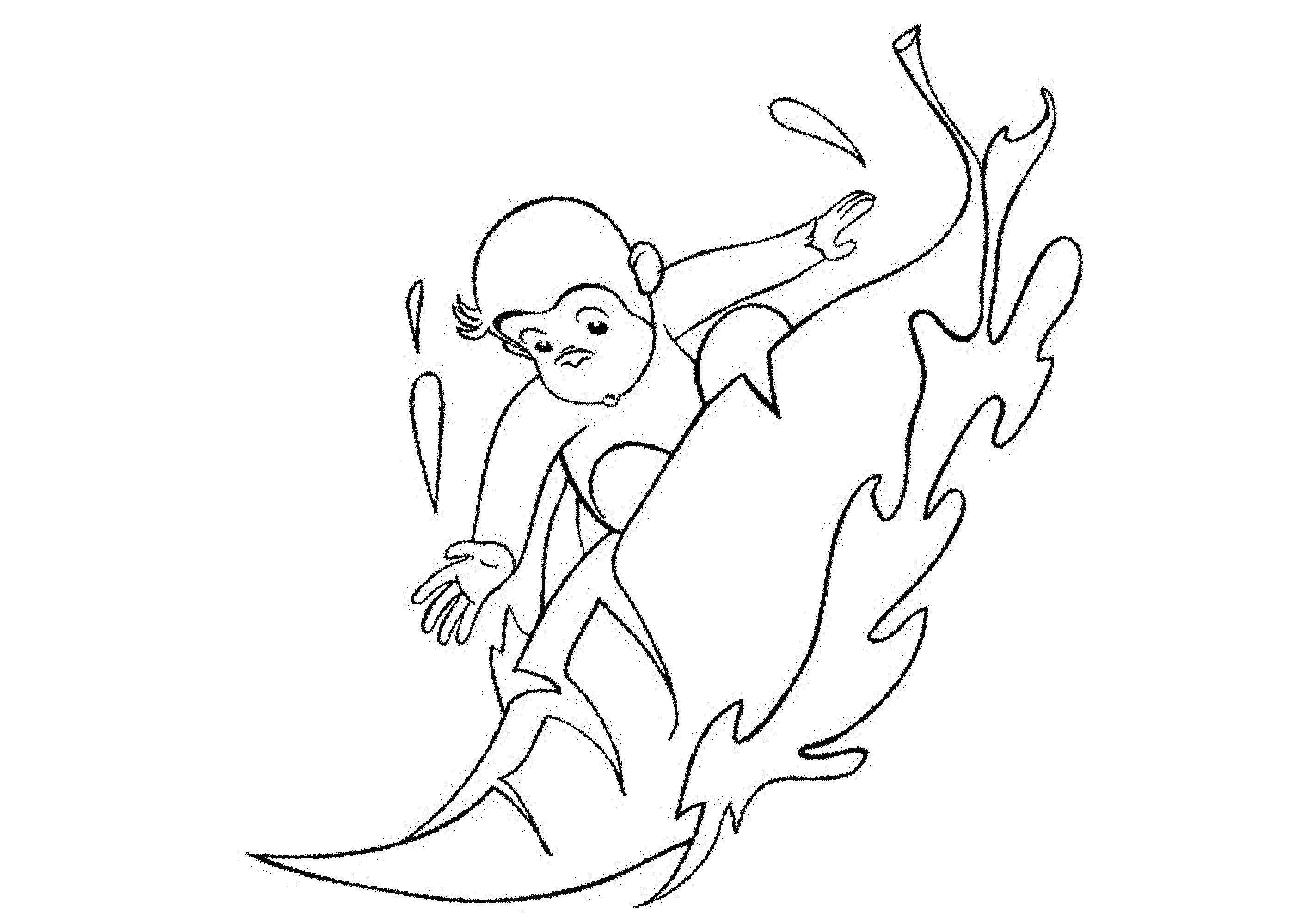 Coloring Monkey and leaf. Category coloring. Tags:  monkey , leaf, water.