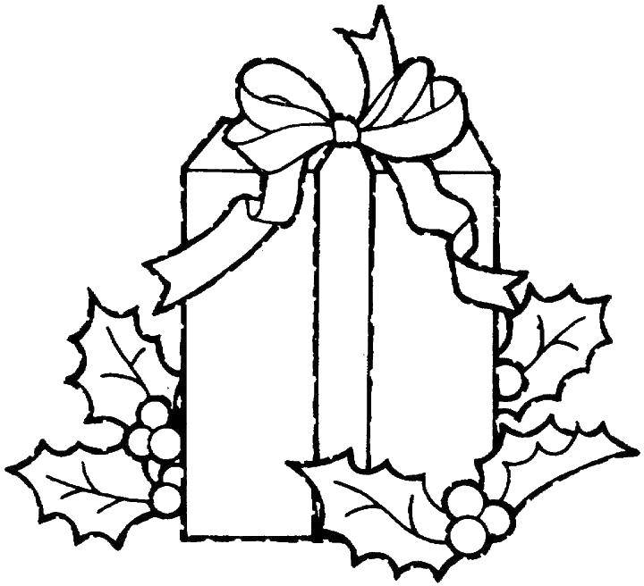 Название: Раскраска Подарочная коробка. Категория: рождество. Теги: коробка, подарок, бант.