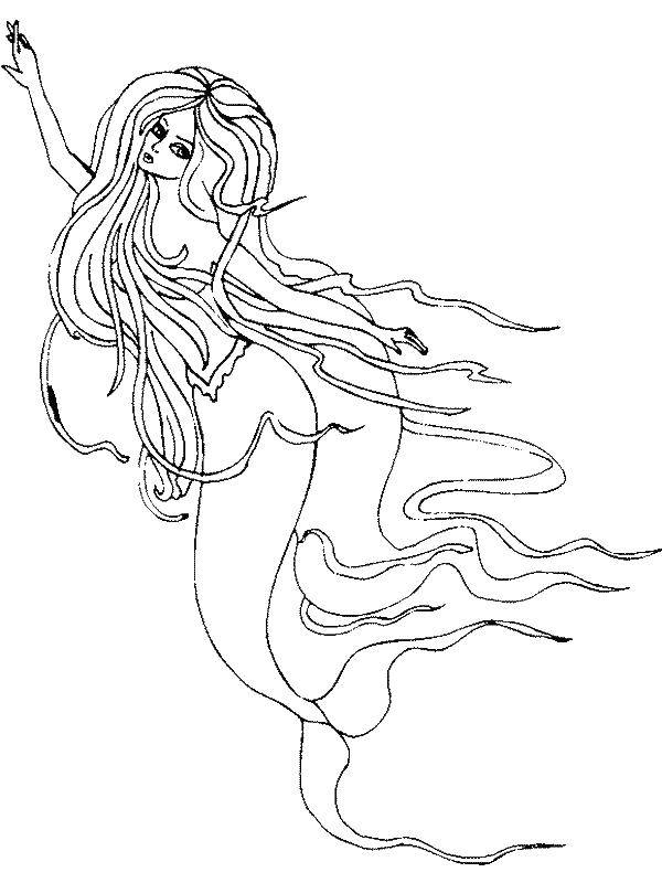 Coloring Mermaid swims. Category coloring. Tags:  mermaid.