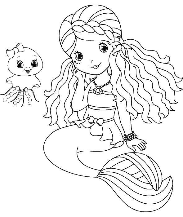 Coloring The little mermaid and the octopus. Category coloring. Tags:  mermaid, octopus, tail.