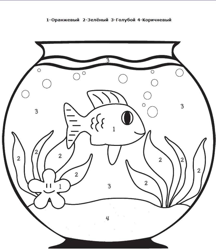 Coloring Fish in the aquarium. Category coloring by numbers. Tags:  fish, aquarium.