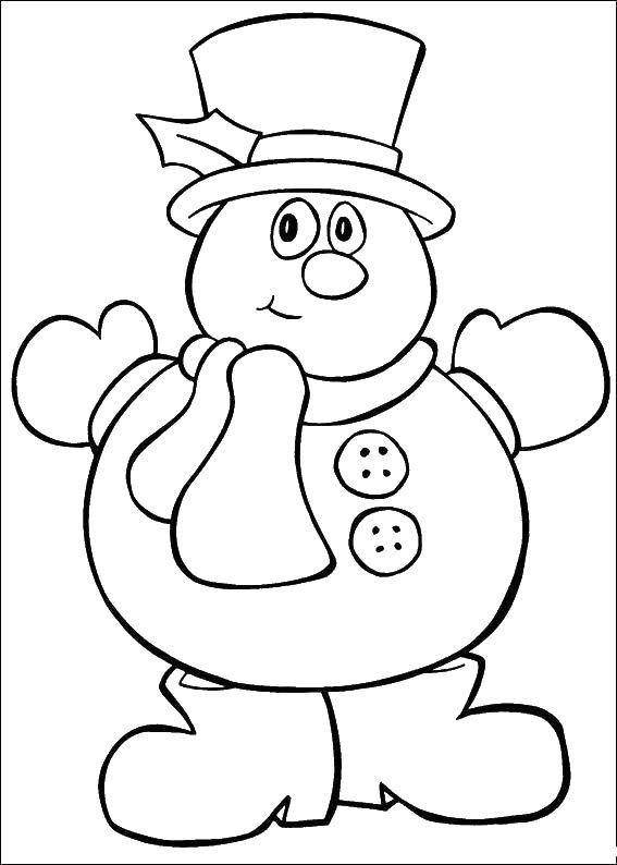 Coloring The snowman in boots. Category Christmas. Tags:  snowman, boots, hat.
