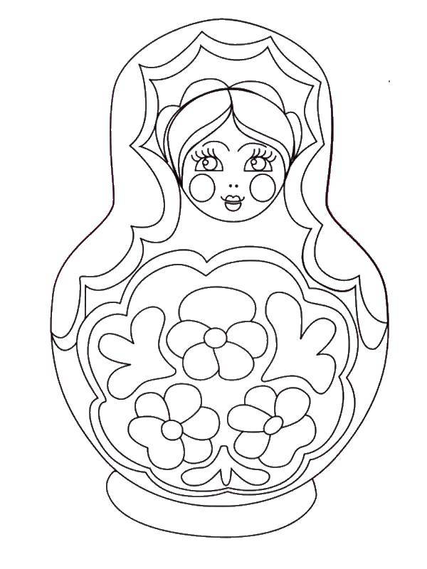 Coloring Thick doll. Category coloring. Tags:  matryoshka, a flower, a handkerchief.