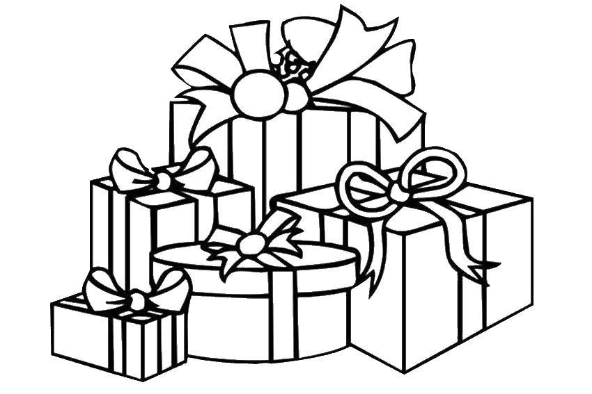 Название: Раскраска Упаковки подарков. Категория: рождество. Теги: Рождество, подарки.