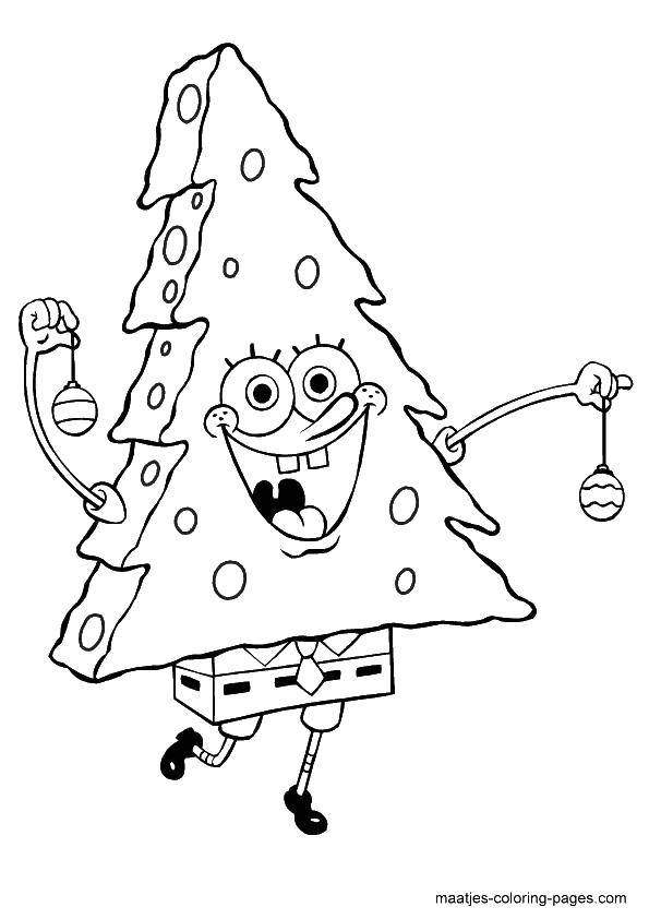 Coloring Herringbone spongebob. Category Christmas. Tags:  Cartoon character.