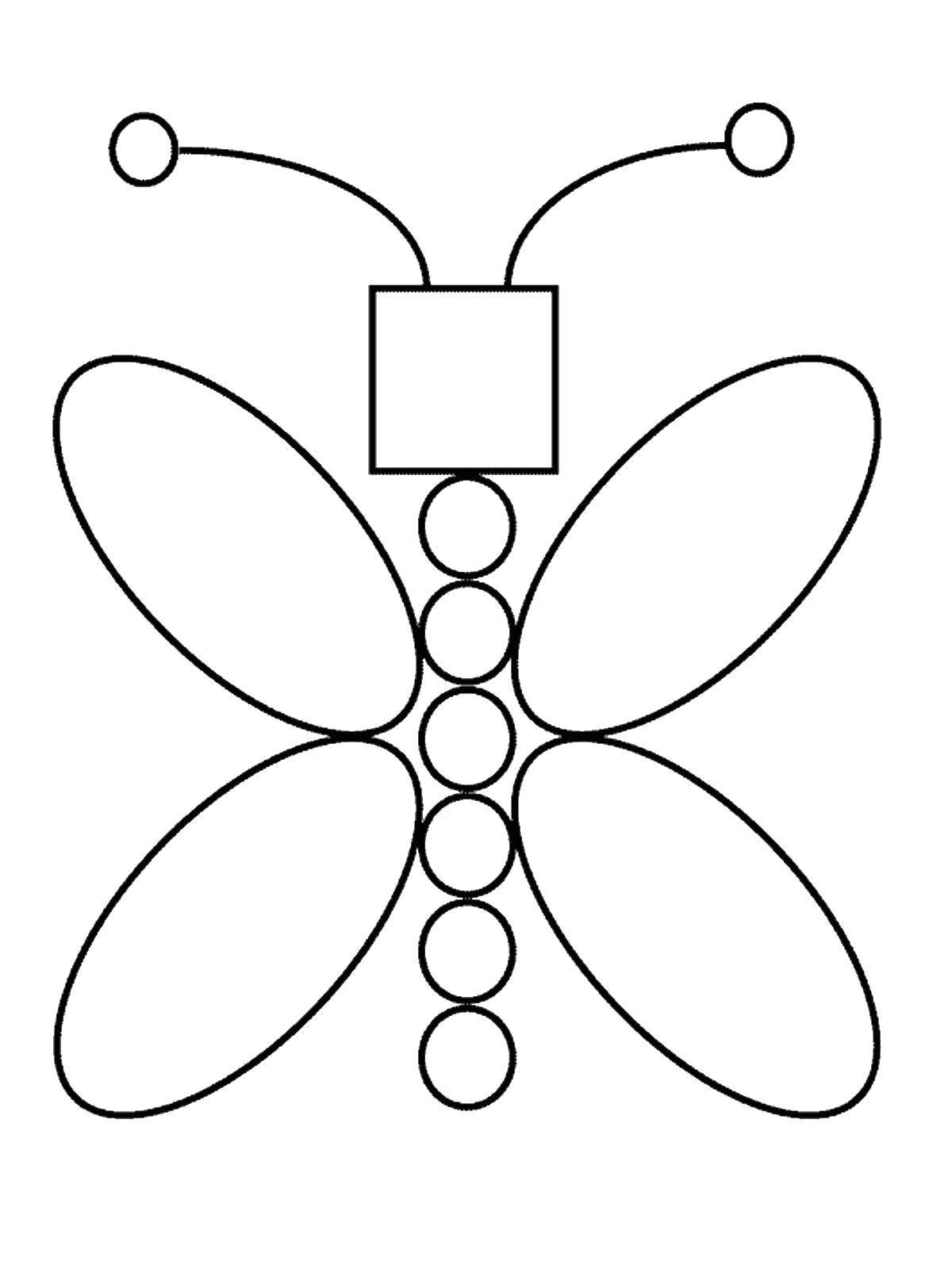 Название: Раскраска Бабочка из фигур. Категория: раскраски из фигур. Теги: бабочка. фигуры.