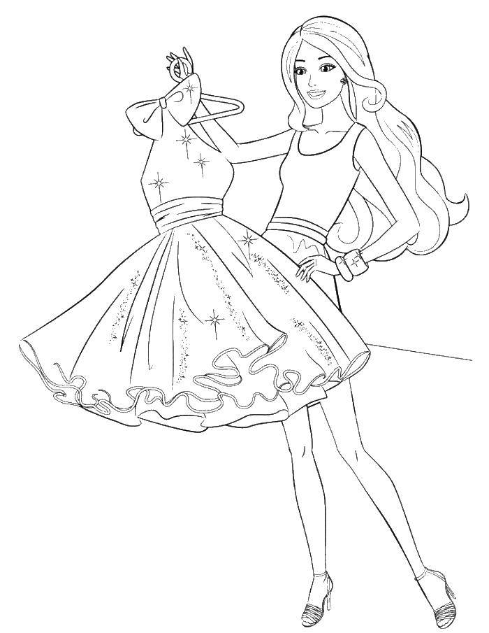 Coloring Barbie with a new dress. Category Barbie . Tags:  Barbie , dress.