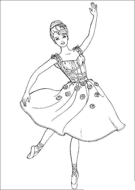 Название: Раскраска Барби танцующая балерина. Категория: Барби. Теги: барби, балерина.