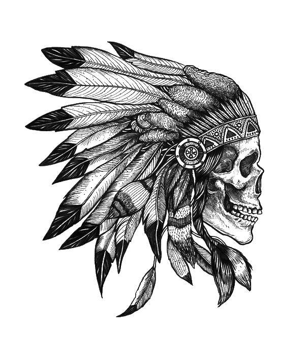 Coloring Skull and Indian feathers. Category skull. Tags:  skull, feathers.