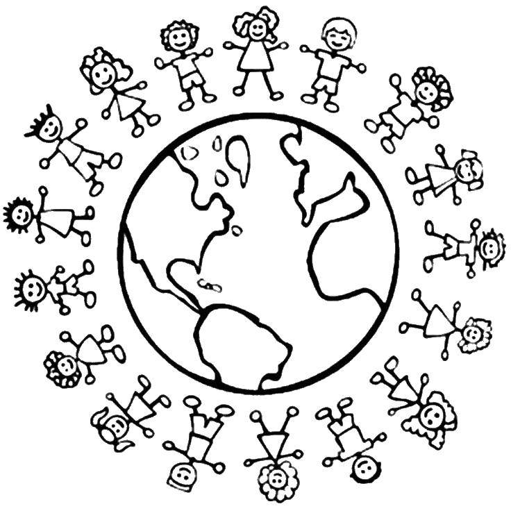 Название: Раскраска Дети всех стран мира. Категория: дети. Теги: дети, мир.
